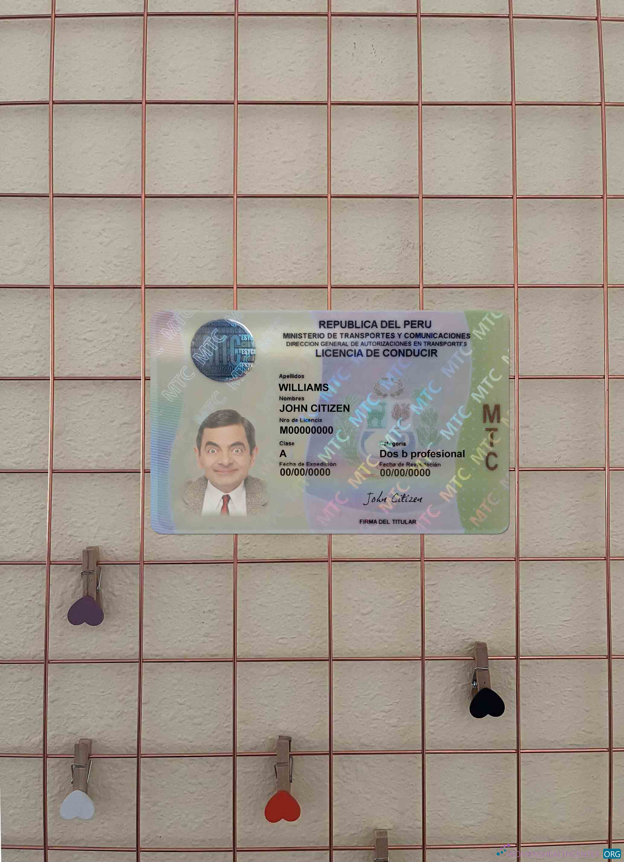 Download Peru driving license photolook FRONT Photoshop template
